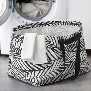 IKEA SLUKIS Black & White Leaf Pattern Shopping Bag